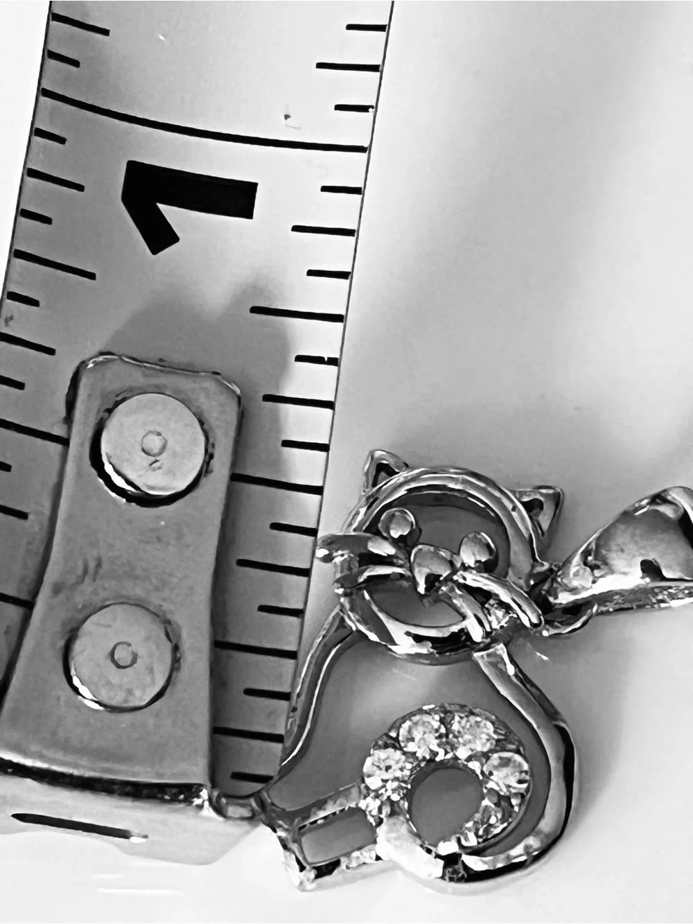 Sterling Silver 925 Cat Pendant with Crystal Tail - Silver